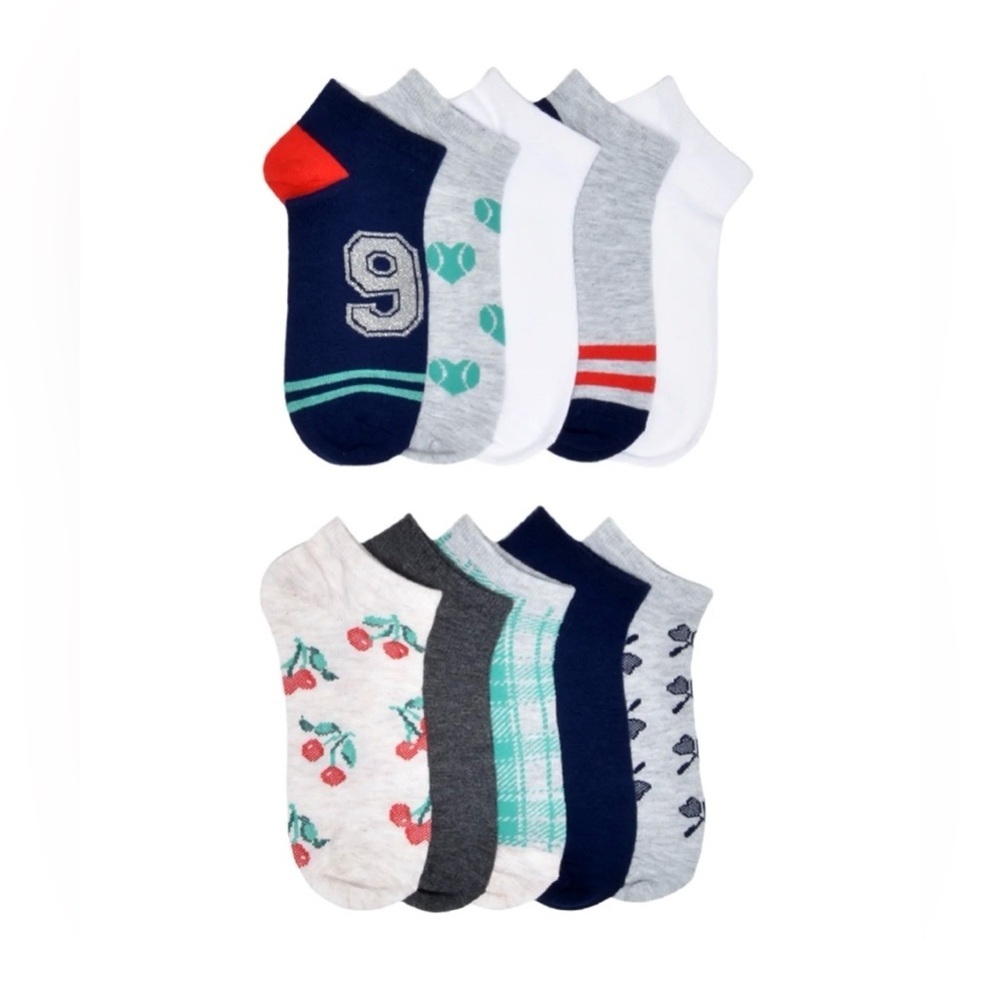2 No Boundaries Womens Low-Cut Socks, 10-Pack, Sock Sizes 4-10